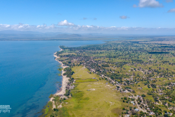 Aerial Shot from Villa Nyasa, Looking South towards Mangochi